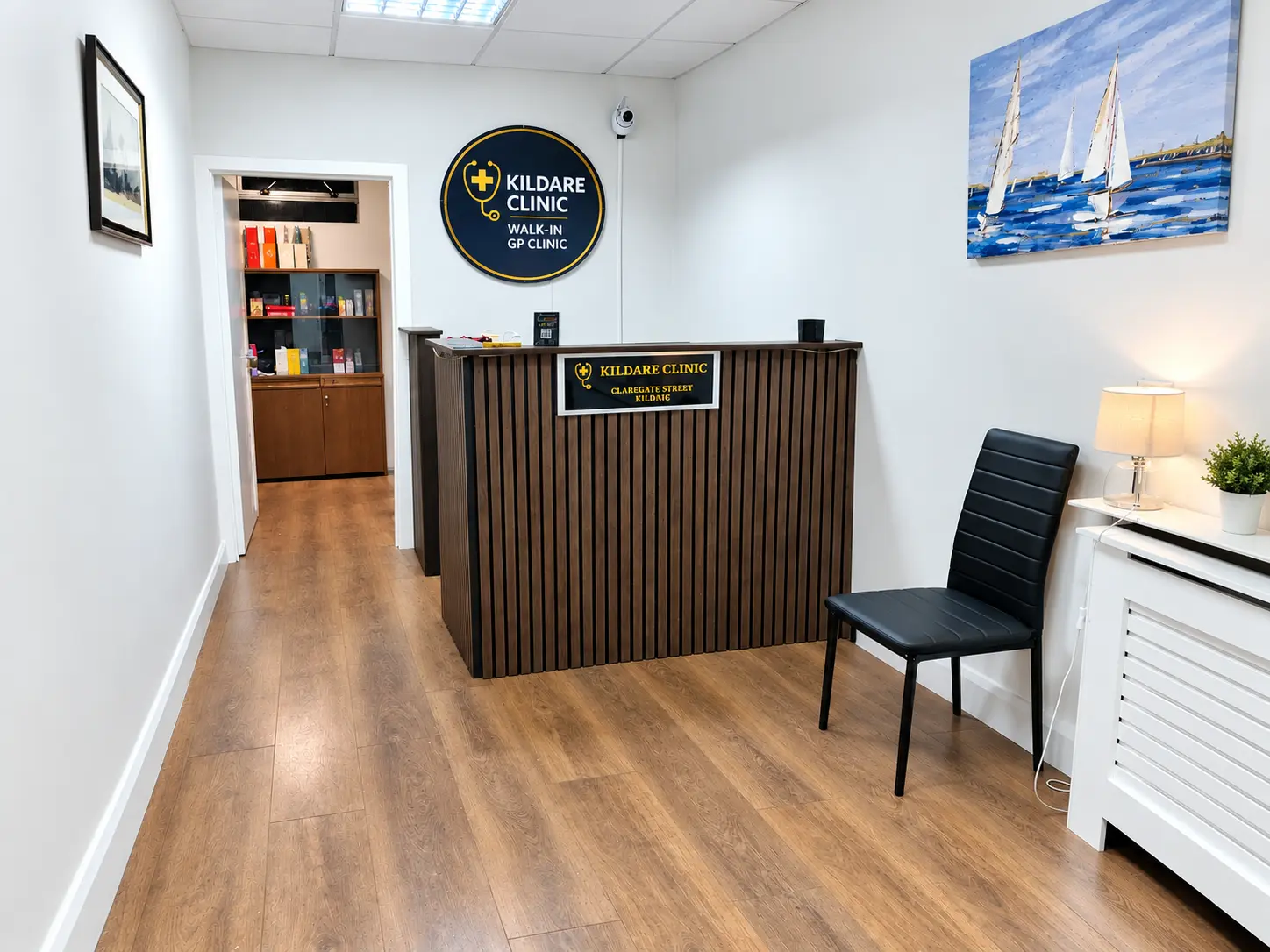 Kildare Clinic reception desk and entrance hallway